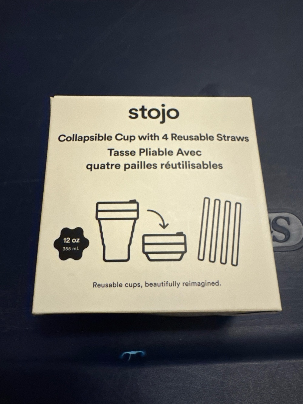 NEW Stojo Reusable Collaspable Cup and Straw Set Plum